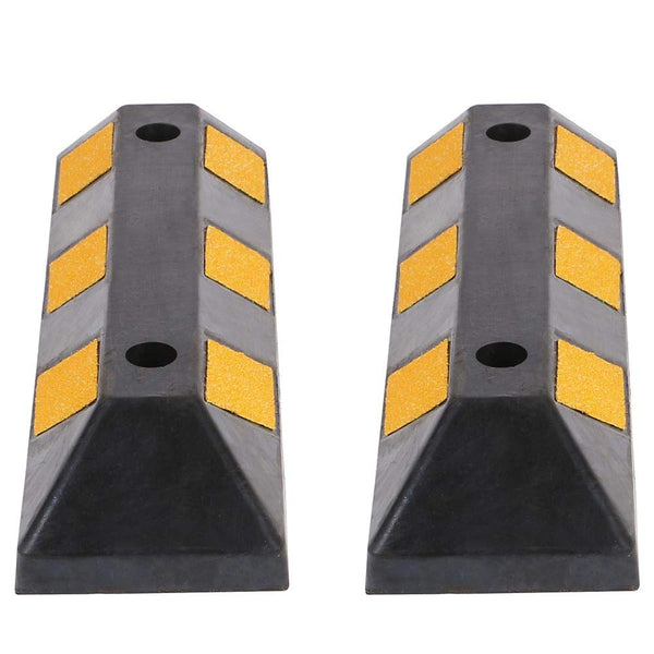 sconto Set 2 Fermaruota Gomma Dura Ferma Ruota Ruote Parcheggio Garage Catarifrangenti