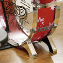 Batteria Musicale Giocattolo per Bambini Grancassa 2 Tamburi e Piatti con Bacchette e Sgabello Rosso  