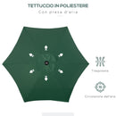 Ombrellone da Giardino Ø196x204H cm a 6 Stecche Verde  