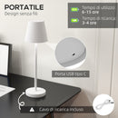 Lampada da Tavolo Portatile Ø11,2x36,5 cm in Acrilico e Metallo Bianco
