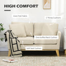 Divano 2 Posti 137x78x78 cm in Tessuto Effetto Lino Beige