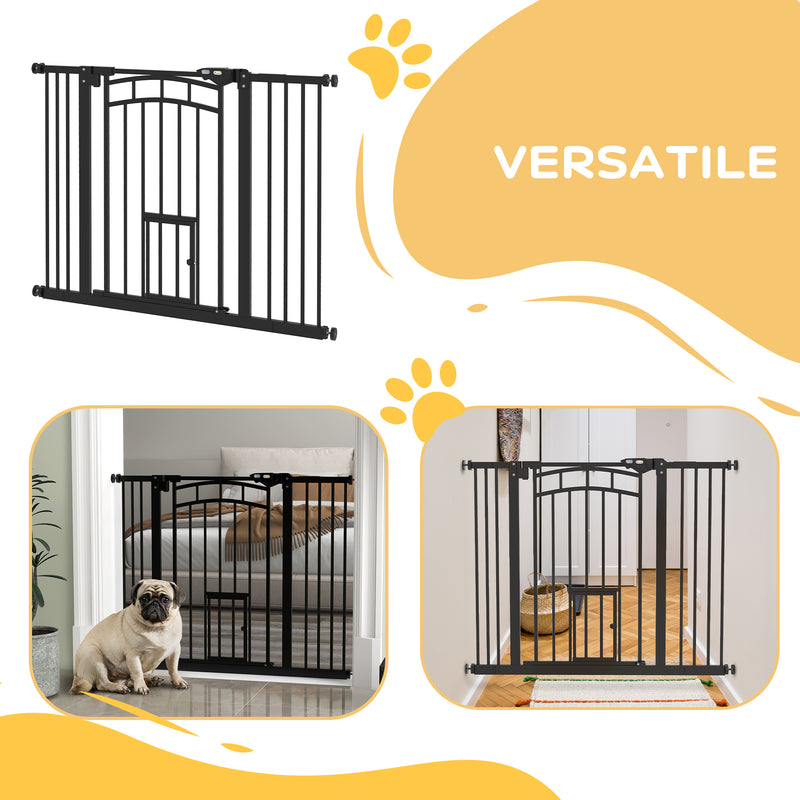 Cancelletto per Cani Taglia Piccola e Media 74-100x76 cm con Chiusura Automatica Nero  