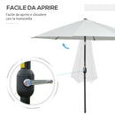 Ombrellone Rotondo e Regolabile Ø265x240 cm in Poliestere Metallo e Fibra di Vetro Crema   