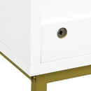 Mobile Sotto Lavabo Bagno 60x30x65 cm in Legno e Acciaio Bianco e Oro