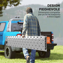 Rampa di Carico Pieghevole e Antiscivolo per Moto con Cinghia di Sicurezza in Acciaio Argento   