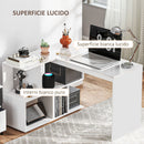 Scrivania Angolare Moderna per Ufficio 120x100x77 cm in Legno Bianco    