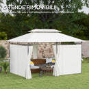 Gazebo da Giardino 397x297x265 cm con Tende Rimovibili e Struttura in Metallo Crema   