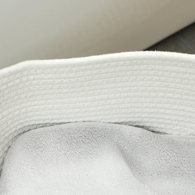 Cesto Portabiancheria Pieghevole con Manici 88L Ø56x35.5 cm in Cotone Naturale Bianco Crema 