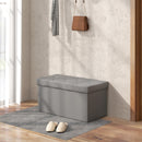 Panca Contenitore Pieghevole 84L 76x38x38 cm in Finta Pelle Grigio