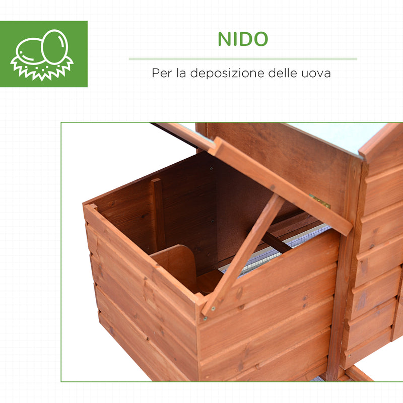 Gabbia Pollaio per Galline da Giardino 190x66x116 cm in Legno  Arancione