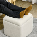 Pouf Contenitore Imbottito Tessuto Teddy 39x39x39 cm Crema  