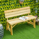 Panchina da Giardino  2 Posti a Doghe con Schienale Alto 116x56x80 cm in Legno Naturale