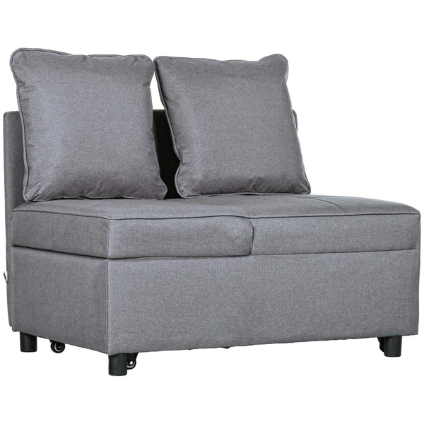 Poltrona Letto Singolo Schienale Reclinabile 98x69x65 cm Tessuto Effetto Lino Grigio Scuro online