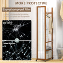 Specchio da Camera e Ingresso con 3 Ripiani Inferiori e Binario 35,8x59,8x170 cm in Legno e Vetro 