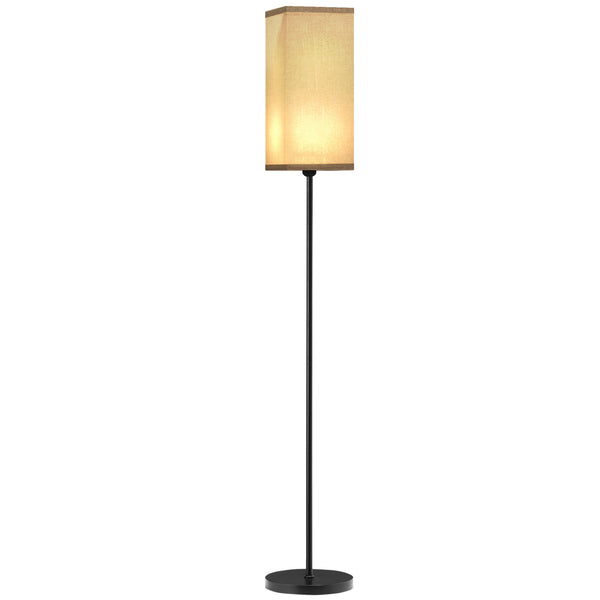 Lampada da Terra 40W con Interruttore a Pedale Ø25x161.5 cm Paralume in Tessuto Effetto Lino Nero e Beige sconto