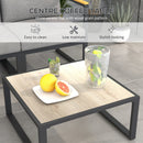 Salotto da Giardino con Divano e Tavolino in Alluminio con Cuscini Imbottiti   Grigio