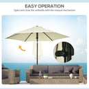 Ombrellone da Giardino Ø262x243 cm in Metallo e Poliestere Beige