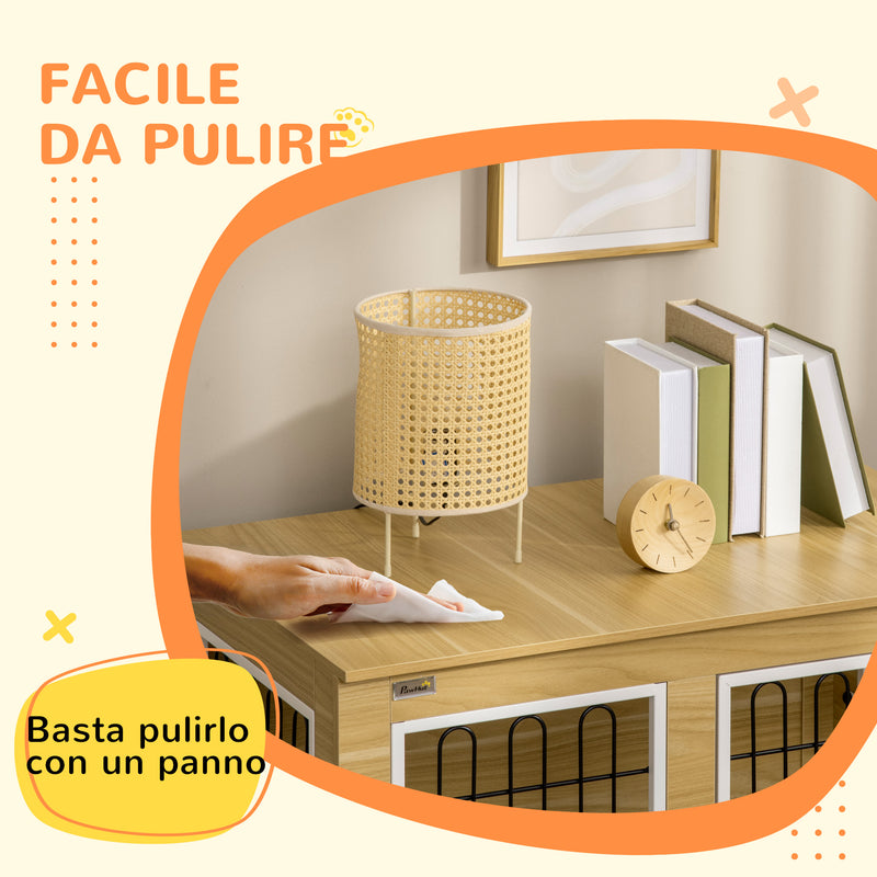Casetta per Cani Taglia Media e Grande 90x58x65 cm con 2 Porte Bloccabili Rovere   