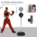 Punching Ball Sacco Boxe da Terra Altezza Regolabile 126-144 cm con Guantoni Nero