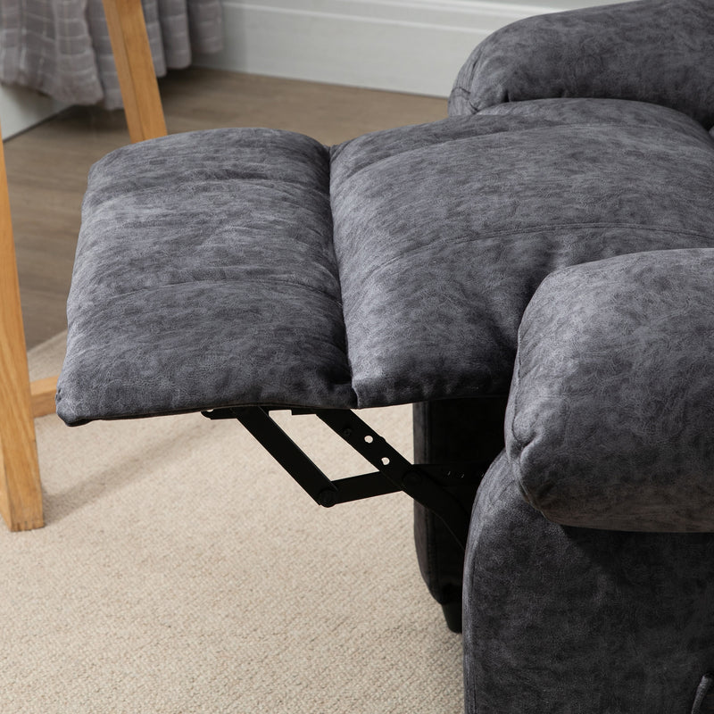 Poltrona Relax Reclinazione Manuale con Poggiapiedi Estraibile in Microfibra Nero  