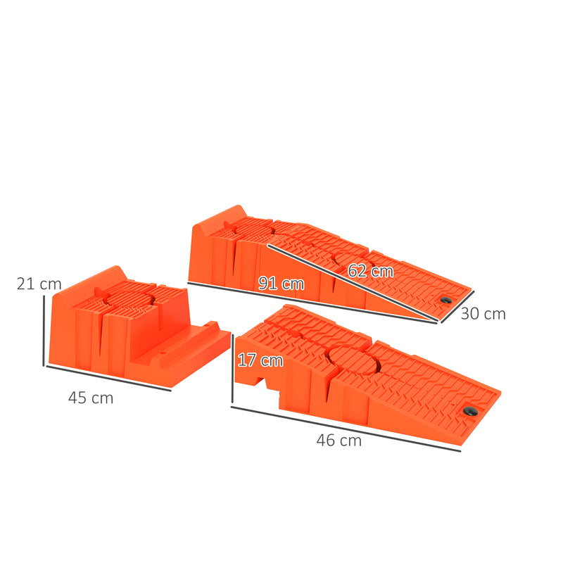 Set 2 Rampe per Auto 91x30x21 cm con Carico Massimo 5 Tonnellate in Plastica Arancione  