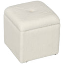 Pouf Contenitore Imbottito Tessuto Teddy 39x39x39 cm Crema  