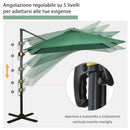 Ombrellone da Giardino 250x250 cm a Manovella con Rotazione 360° e Parasole Regolabile Verde 