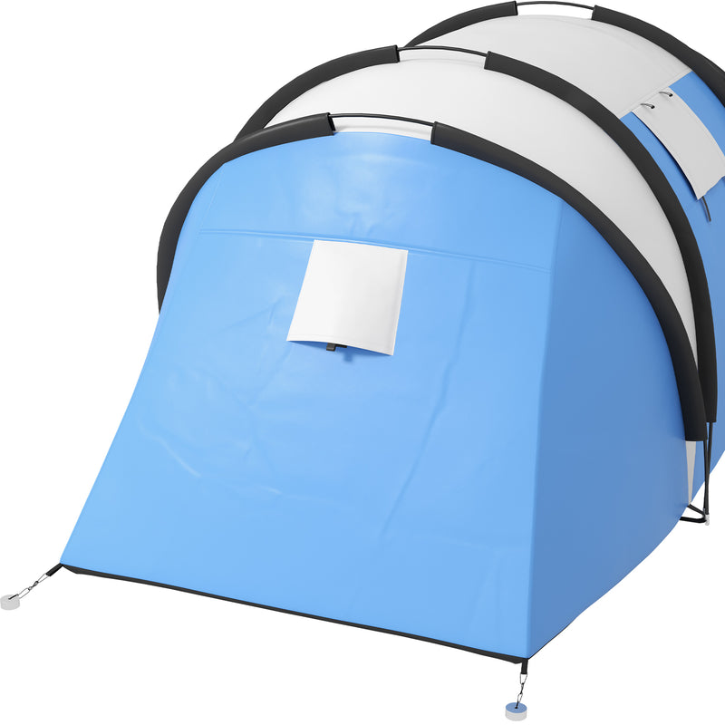 Tenda da Campeggio 2 Posti Impermeabile con 2 Stanze Borsa di Trasporto 220x450x180 cm in Poliestere Blu-9