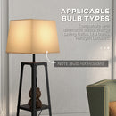 Lampada da Terra Ø42x166 cm in Metallo e MDF Nero e Beige