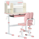 Banco Studio Scuola per Bambini 80x52x88-109 cm in MDF e Acciaio Rosa