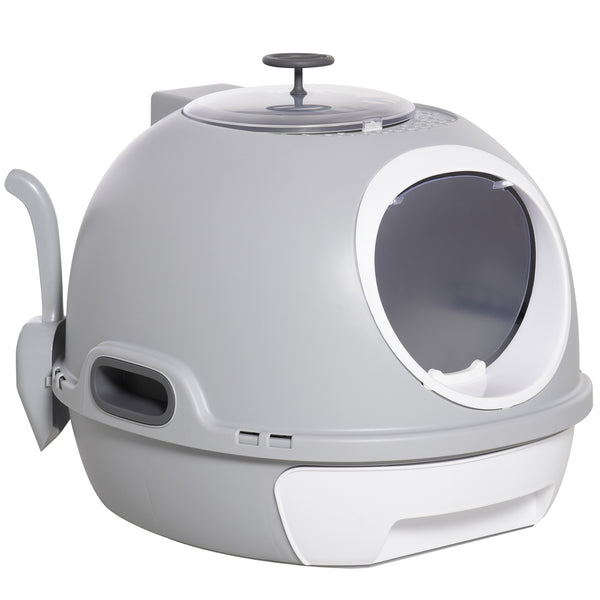 acquista Lettiera per Gatti Chiusa con Vassoio Estraibile 47x55x44 cm 2 Ingressi e Paletta Grigio