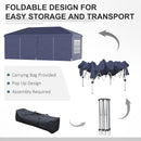 Gazebo Pieghevole da Giardino 5,85x2,95m in Acciaio e Tessuto Oxford Blu