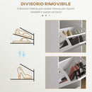 Scarpiera 3 Cassetti Ribaltabili e Regolabili 15 Paia di Scarpe 54x24x117,5 cm Bianco  
