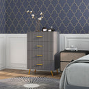 Cassettiera 4 Cassetti Design Moderno 60x40x90 cm in Legno e Alluminio Oro e Grigio Scuro 