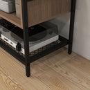 Mobile TV max 48” 110x40x48 cm in Legno e Acciaio Marrone e Nero