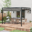 Pergola Gazebo  con Tettuccio Retrattile e Fori di Drenaggio 3x4m in Acciaio e Poliestere Grigio