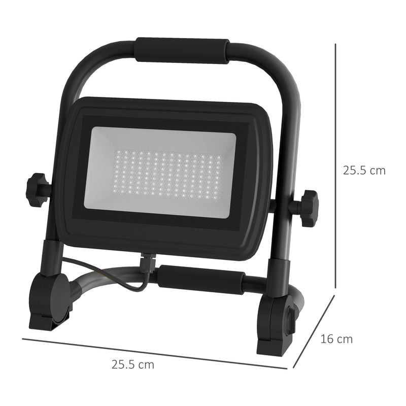 Faretto LED da Esterno IP65 25,5x16x25,5 cm da 6500k con Testa Girevole e Supporto Nero  