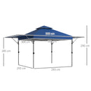Gazebo Pieghevole con Pareti Estensibili Altezza Regolabile e Borsa con Ruote 5x3m  Blu