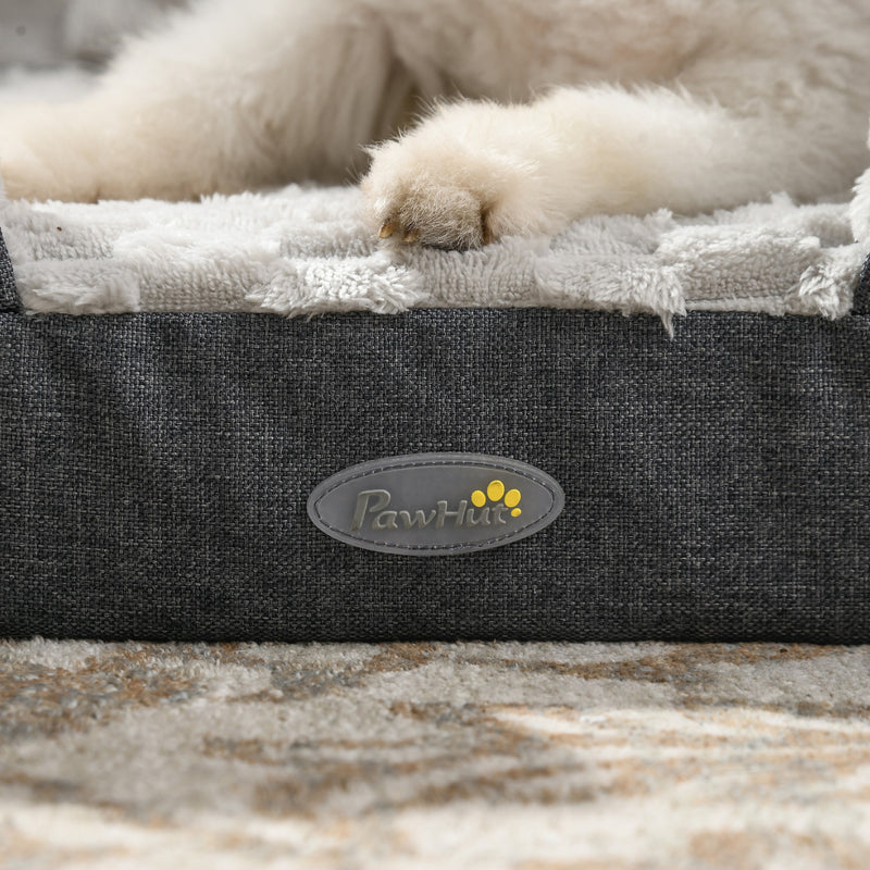 Cuccia Imbottita per Cani Taglia Media con Cuscino Rimovibile Lavabile 90x69x21cm Grigio Carbone 