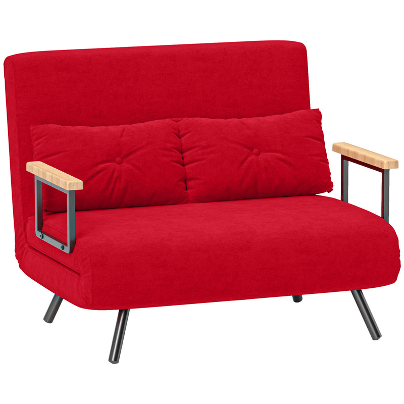Divano Letto Schienale Regolabile 102x73x81 cm in Velluto Rosso 