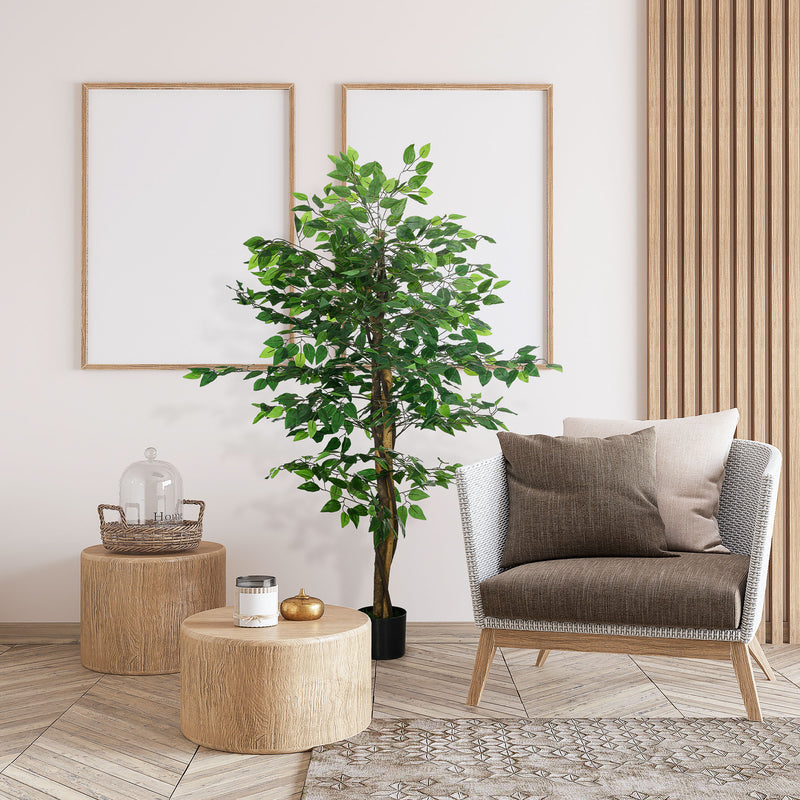 Pianta Artificiale di Ficus da Interno e Esterno H150 cm con Vaso Verde
