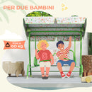 Dondolo per Bambini da Giardino a 2 Posti 112x75x120 cm a 2 Posti con Cinture di Sicurezza Verde   