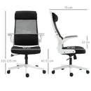 Sedia Poltrona Direzionale da Ufficio 77x75x115-125 cm in Tessuto a Rete Poliestere Nera e Bianca