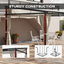Pergola con Tende Laterali e Tetto Retrattile in PC 345x300x215-255 cm in Alluminio e Metallo Crema