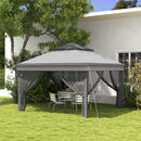 Gazebo da Giardino 326x326x272 cm Altezza Regolabile e Zanzariere Grigio Chiaro e Scuro   