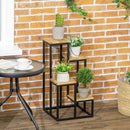 Scaffale per Piante a 4 Livelli 34x34x66 cm per Interni ed Esterni in Metallo e Legno   