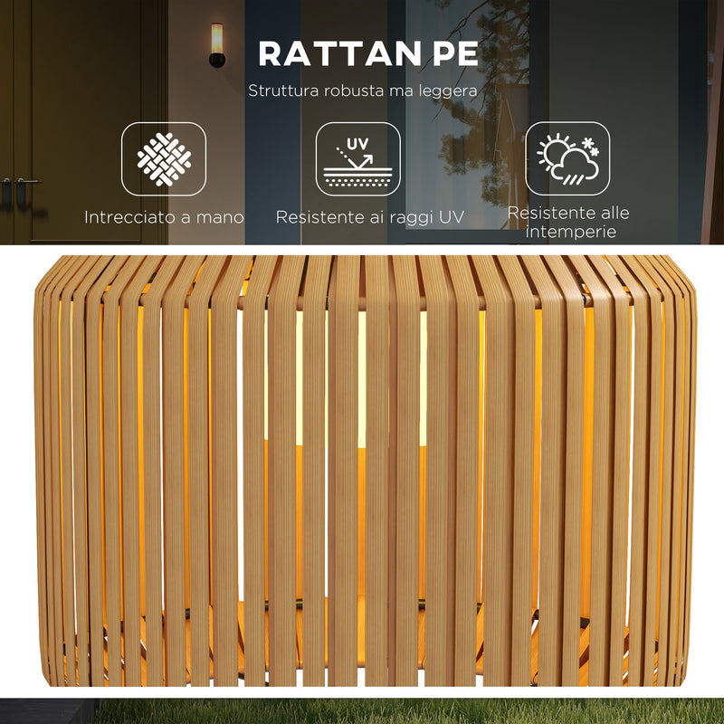 Lampada Solare da Giardino Ø34x130 cm con Illuminazione LED in Acciaio e Rattan PE Giallo  