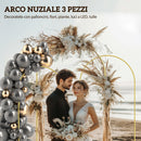 Set di 3 Archi da Giardino da 1,8-2-2,2 m in Metallo Oro   