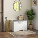 Panca Contenitore in Legno con Cuscino in Tessuto 103L 75x40x56cm Bianco 