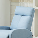 Poltrona Relax Reclinabile 165° 69x85x100 cm in Tessuto Effetto Lino Azzurro 